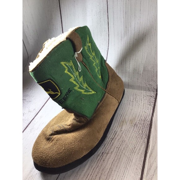 John Deere Cowboy Boot Slippers Boys Brown/Green Youth L/XL 3-5 - Picture 14 of 16